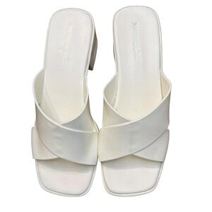 Jeffrey Campbell Shoes Womens Size 10 White Block Heel Slide Sandals Mules